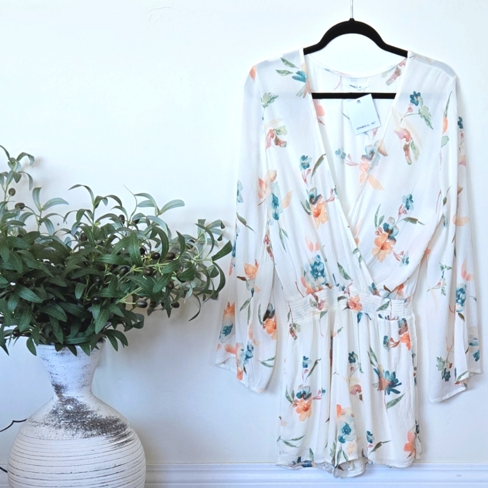 O'NEILL Jory Floral Romper Winter White Size Large Boho Cottagecore - Picture 5 of 11